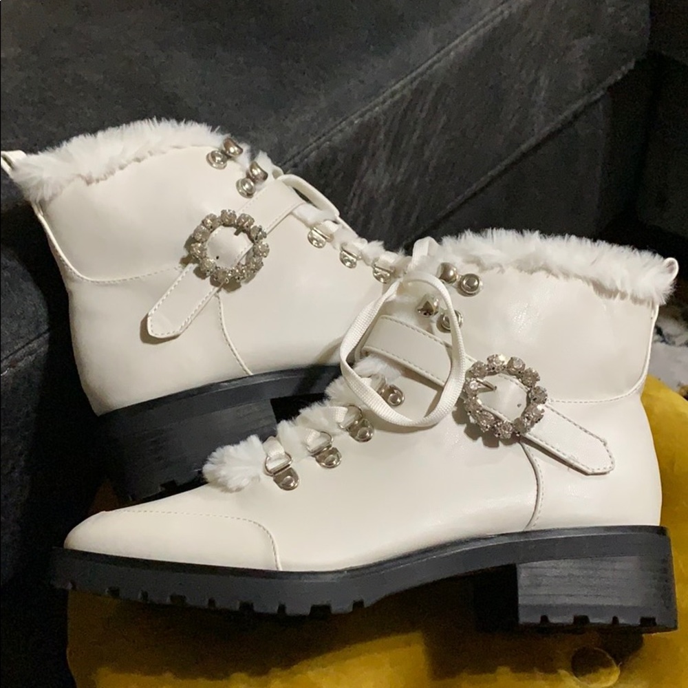 NANETTE LEPORE “Irina” fur lined ankle booties